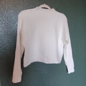 *NWT* ANRABESS‎ Women's Cropped Crewneck Sweater Long Sleeve in Cream Size Small
